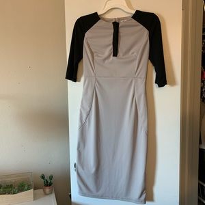 Gray and black pencil dress